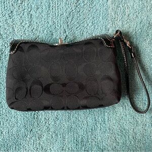 Coach Signature Monogram fabric clutch wristlet | black